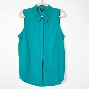 Mossimo Womens Teal Green Sleeveless Button Down Blouse Shirt XXL Hidden Placket